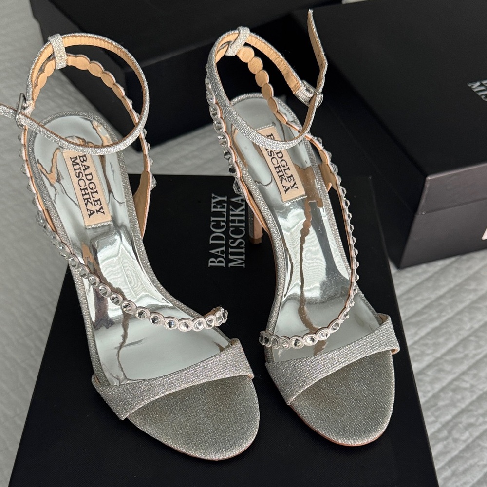 Badgley Mischka Glittering Silver Heels